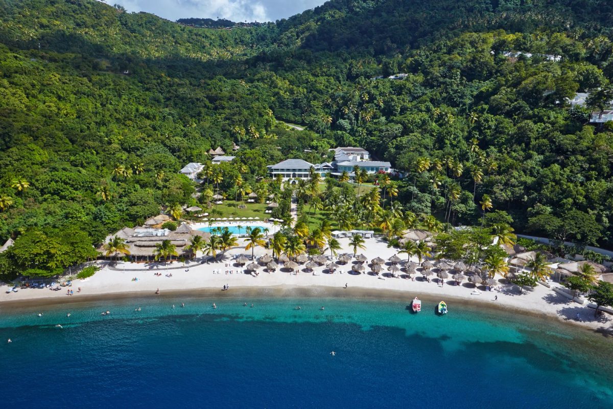 Beach view at Sugar Beach St Lucia