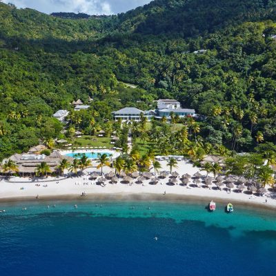 Beach view at Sugar Beach St Lucia